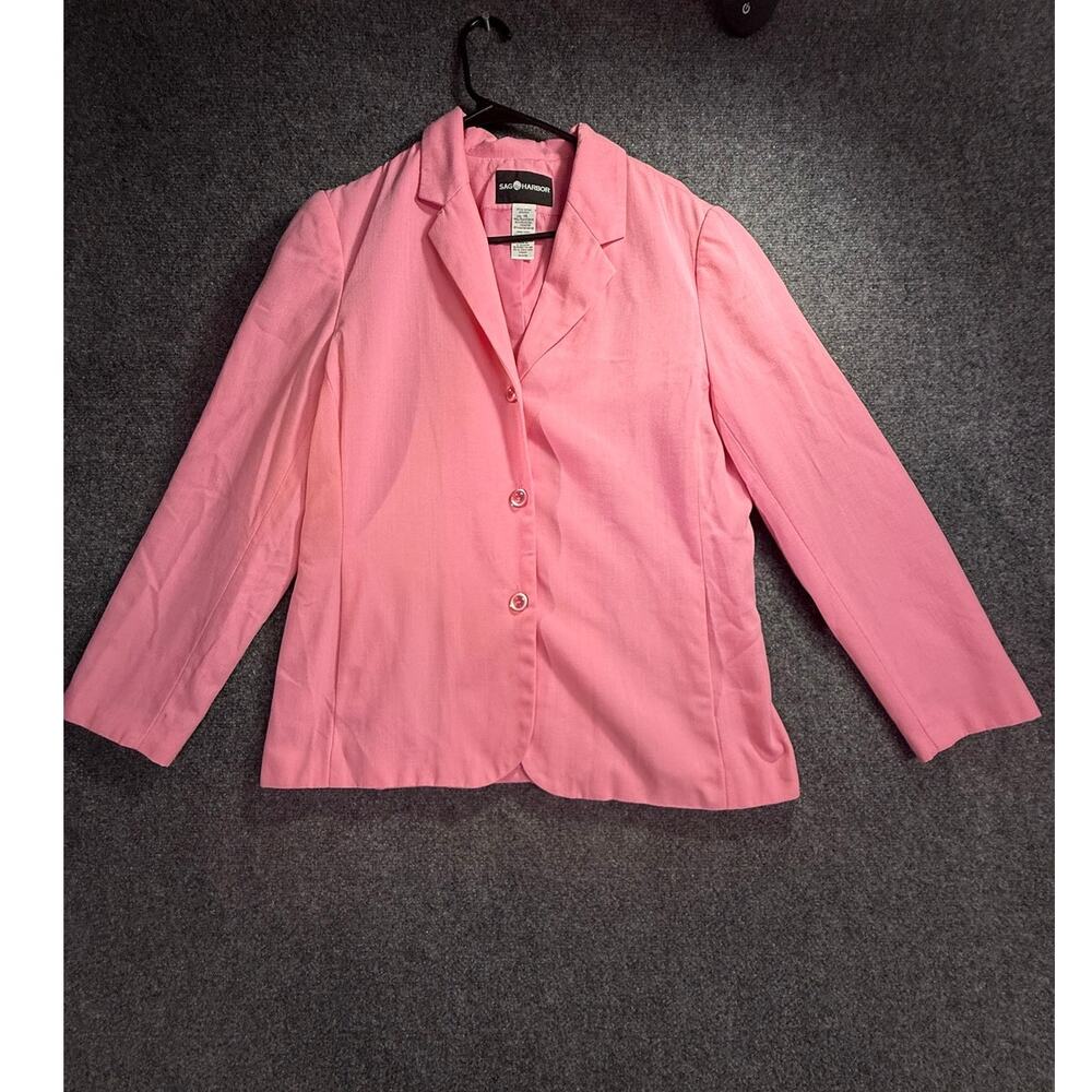 Sag Harbor Women's Pink 3-Button Single Breasted Blazer Jacket Size 14